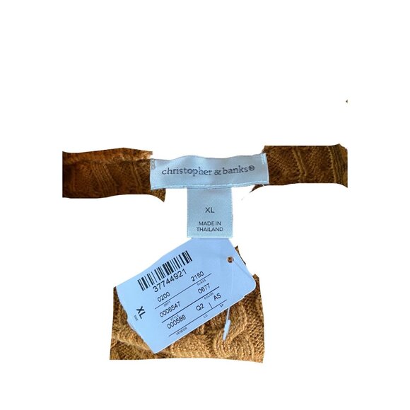 Christopher & Banks Cableknit Turtleneck Sweater Mustard Size XL NWT Soft Cozy - Picture 2 of 12